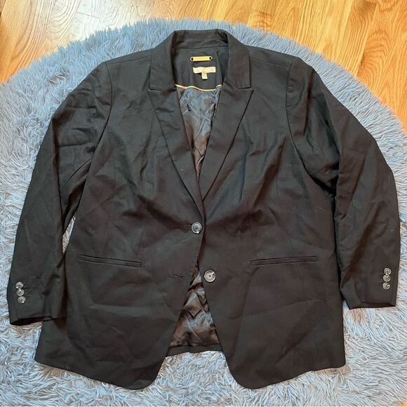 TALBOTS Black Blazer Jacket Woven Italy Luxury Collection Wool Size 18W - Picture 1 of 5